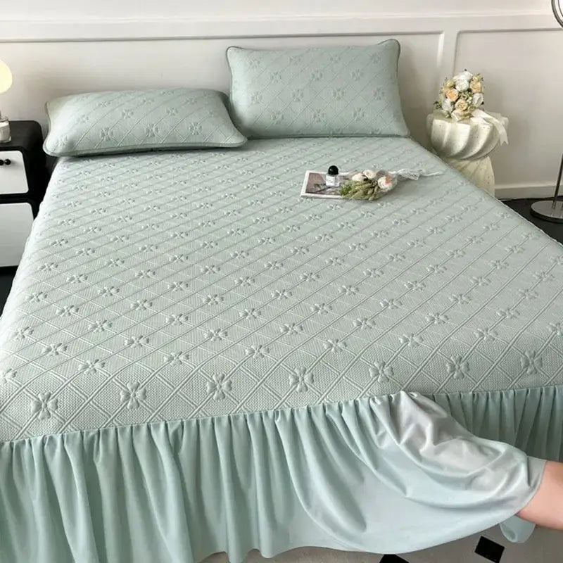 Mint Quilted Bed Skirt