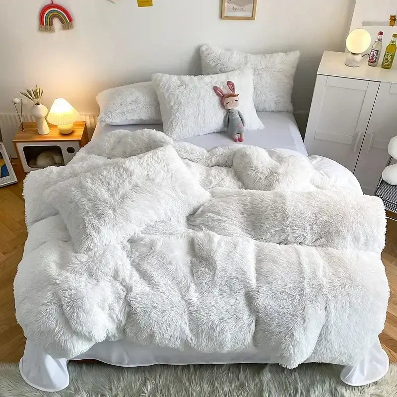 Mint Faux Fur Bedding