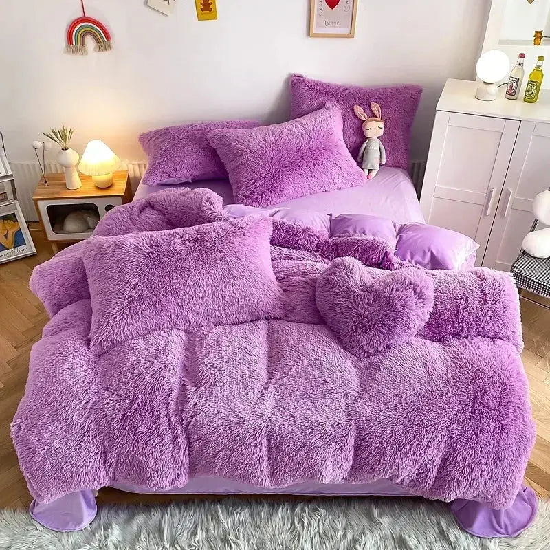 Mint Faux Fur Bedding