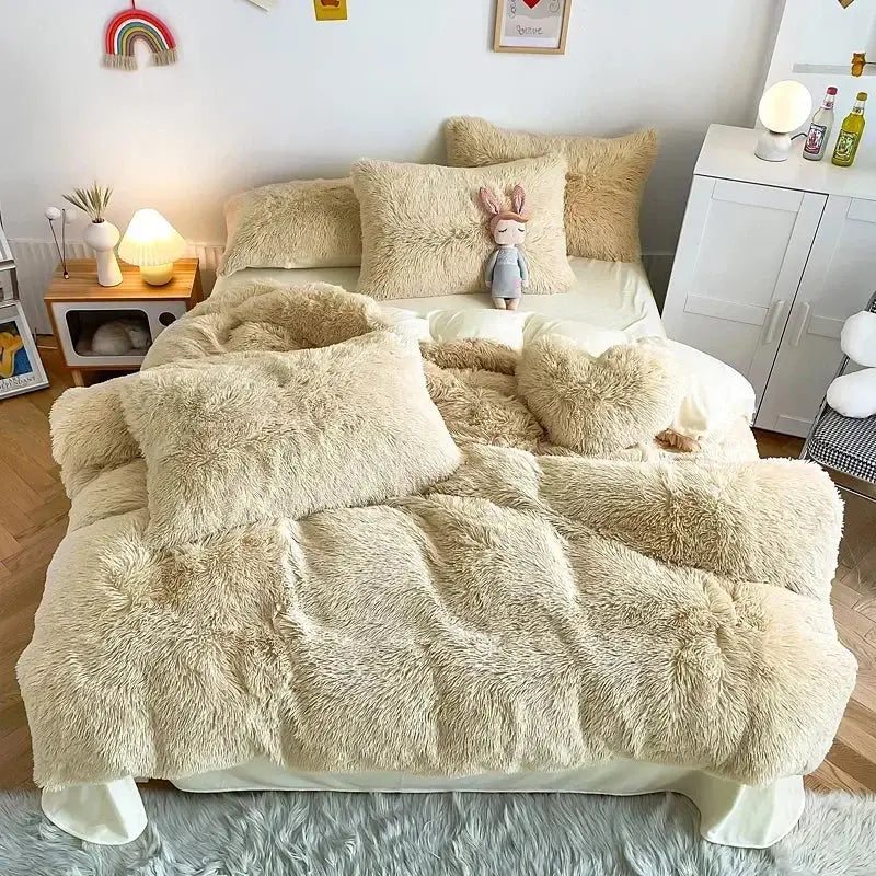 Mint Faux Fur Bedding