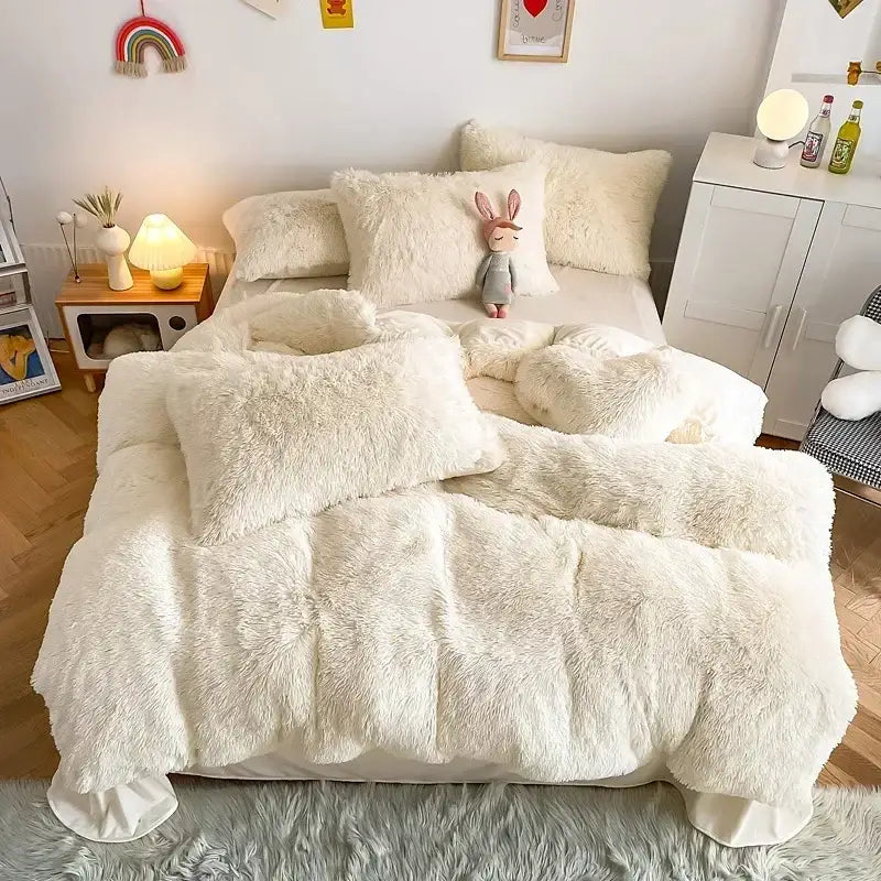 Mint Faux Fur Bedding