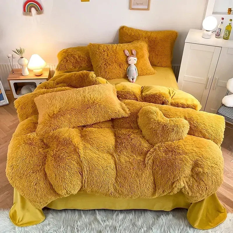 Mint Faux Fur Bedding