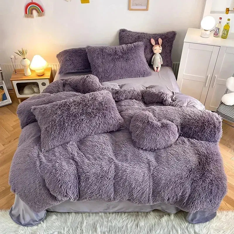 Mint Faux Fur Bedding