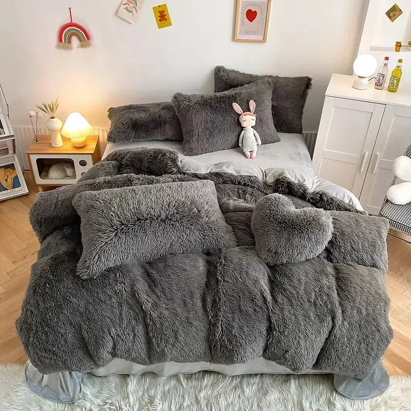 Mint Faux Fur Bedding