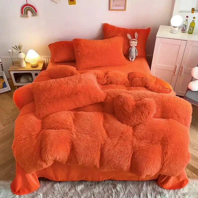 Mint Faux Fur Bedding