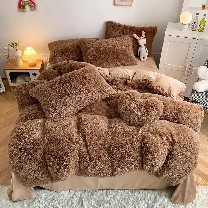 Mint Faux Fur Bedding