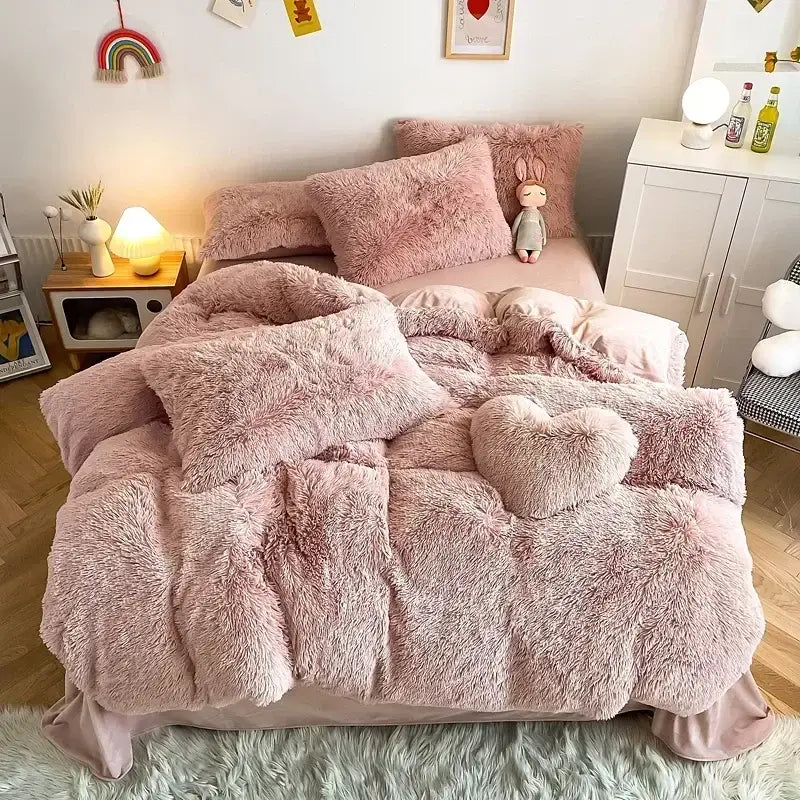 Mint Faux Fur Bedding