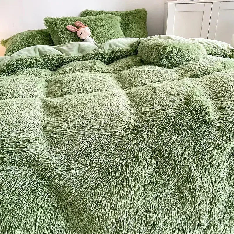 Mint Faux Fur Bedding