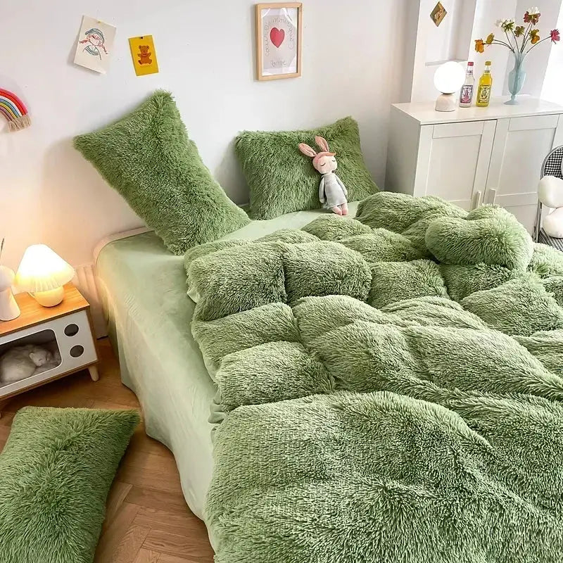 Mint Faux Fur Bedding