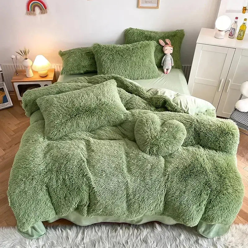 Mint Faux Fur Bedding