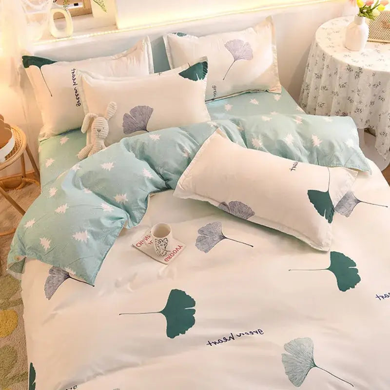 Mint Ginkgo Leaf Bedding