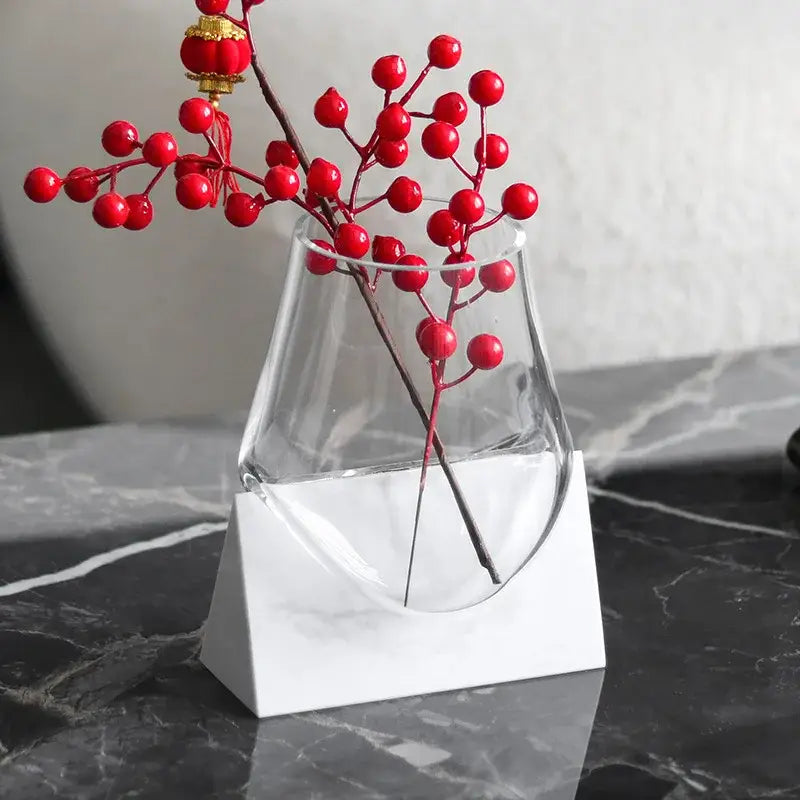 Glass Marble Base Vase