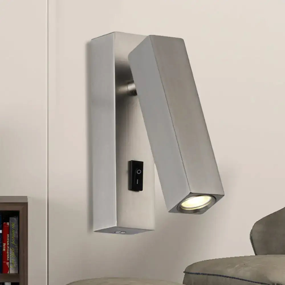 Silver White Reading Sconce Rotatable Design
