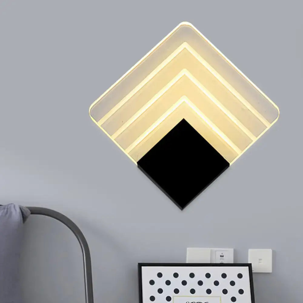 Silver Black Square Sconce