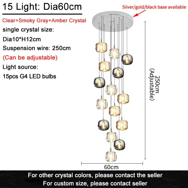 Gold Crystal Ceiling Chandelier 21-Light Design