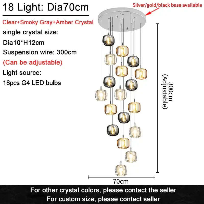 Gold Crystal Ceiling Chandelier 21-Light Design