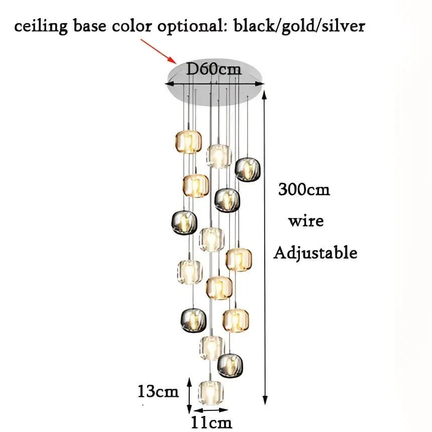 Gold Crystal 21-Light Living Room Pendant Light