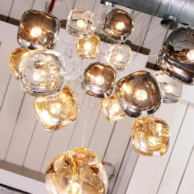 Gold Crystal 21-Light Living Room Pendant Light