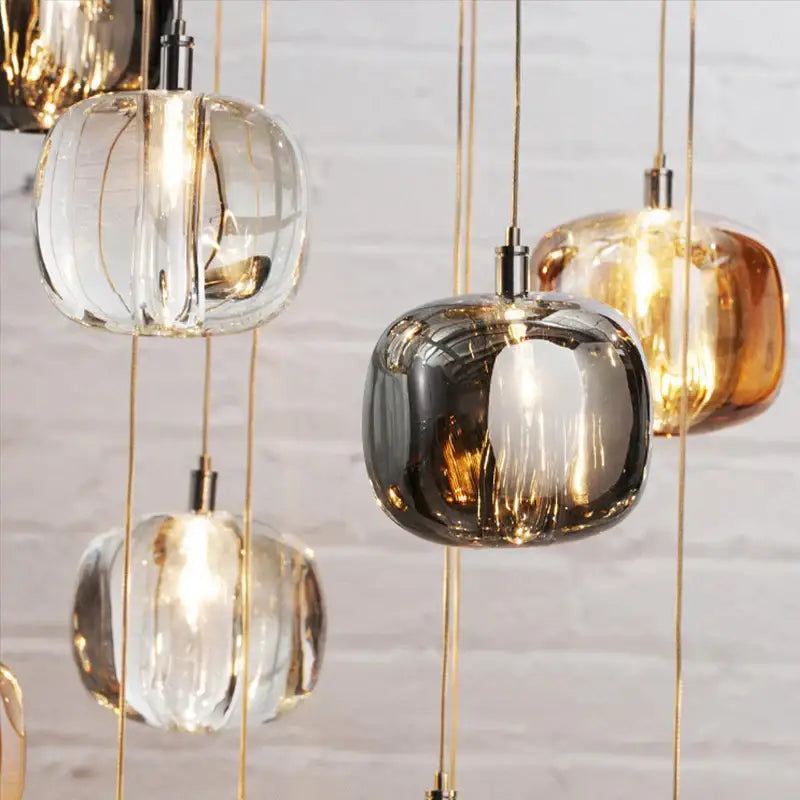 Gold Crystal 21-Light Living Room Pendant Light
