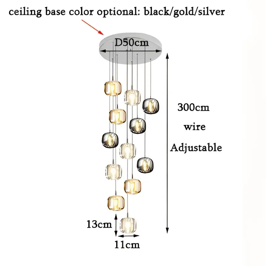 Gold Crystal 21-Light Living Room Pendant Light