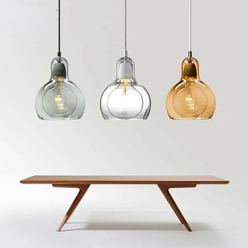 Amber Glass Pendant Light Large Dining Space