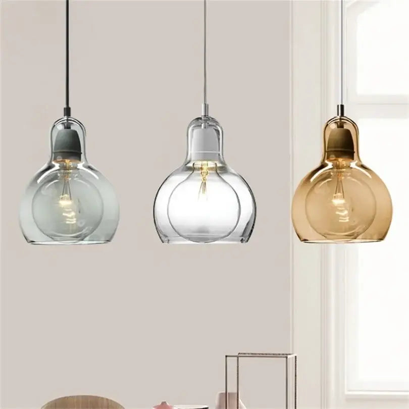 Amber Glass Pendant Light Large Dining Space