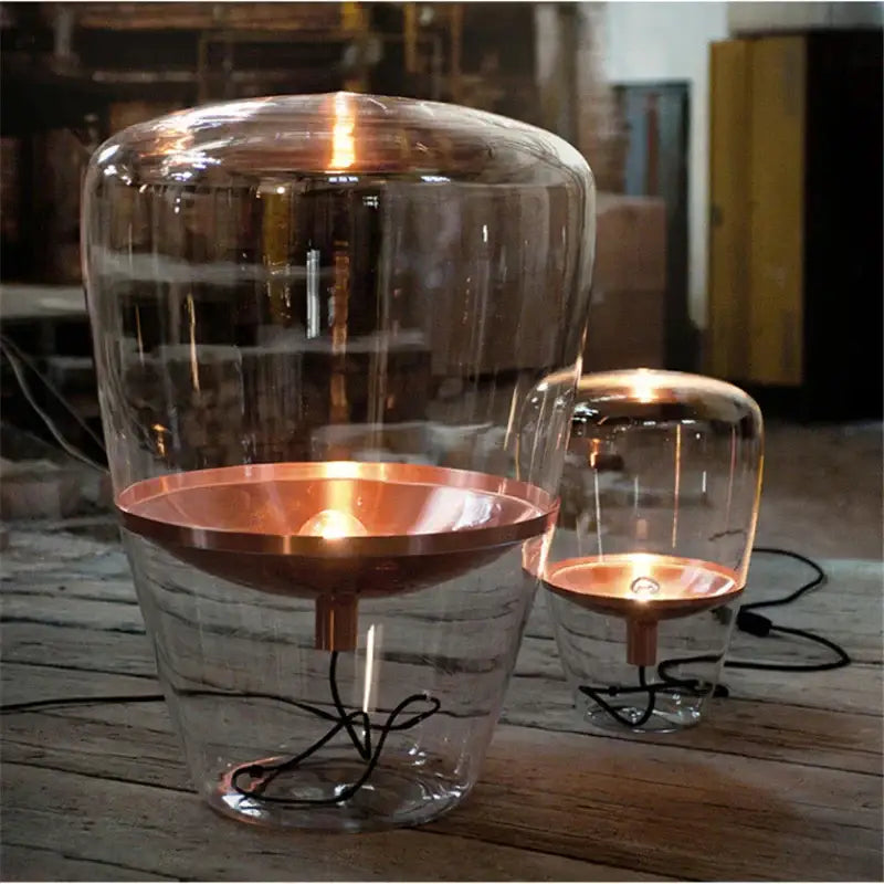 Amber Glass Balloon Table Lamp Office