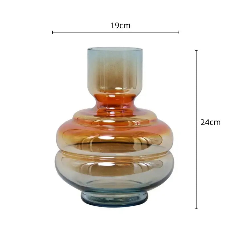 Amber Blue Gradient Glass Vase