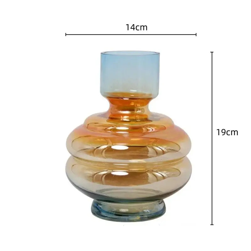 Amber Blue Gradient Glass Vase