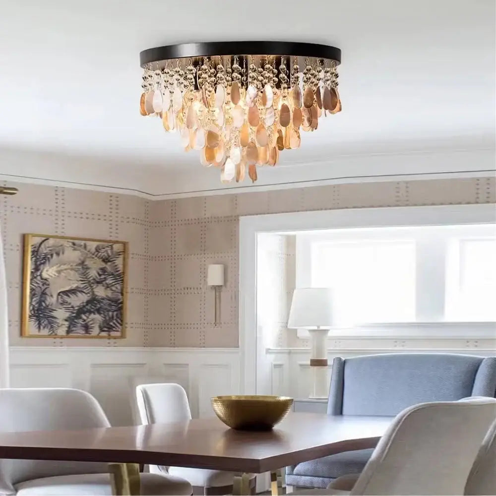 Amber Crystal LED Ceiling Lamp
