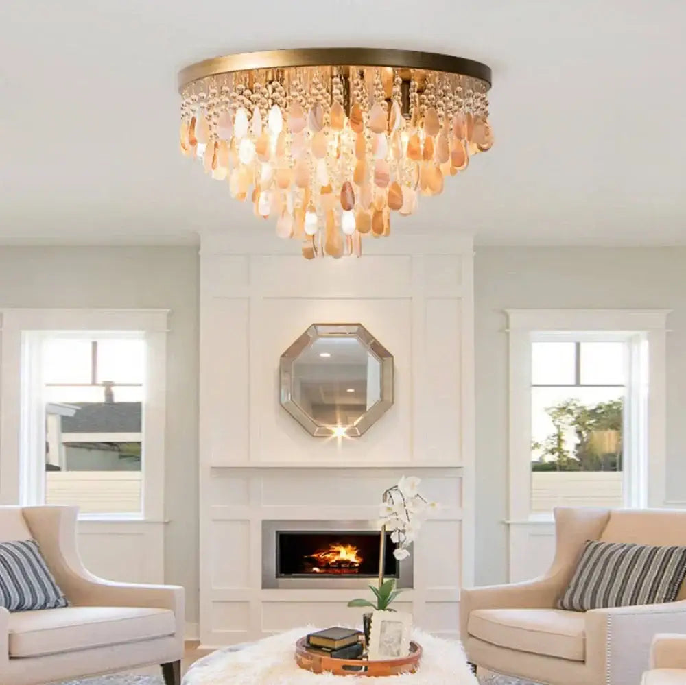Amber Crystal LED Ceiling Lamp