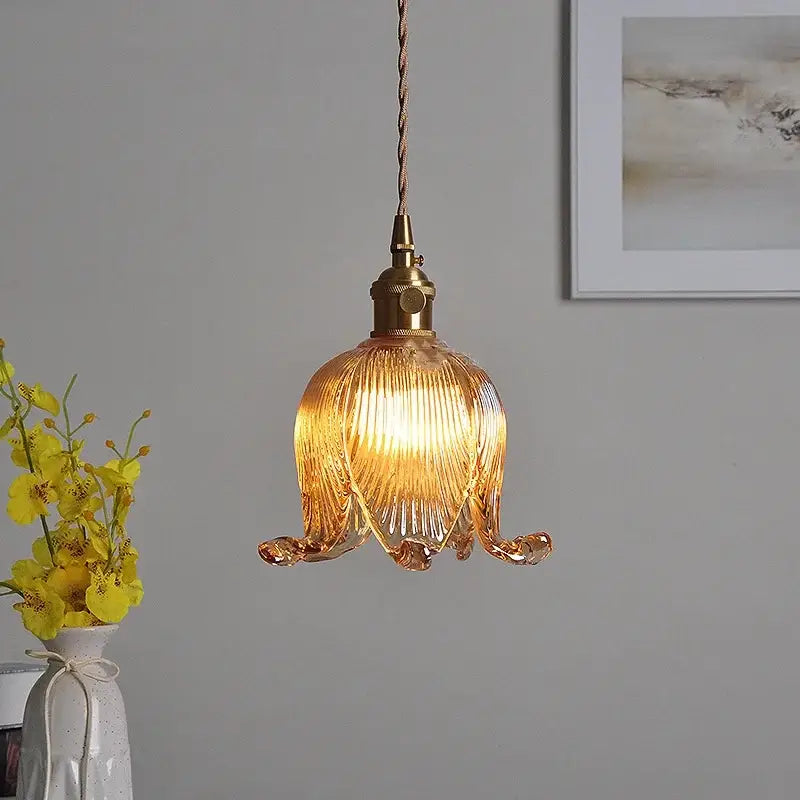 Copper Glass Adjustable Kitchen Pendant