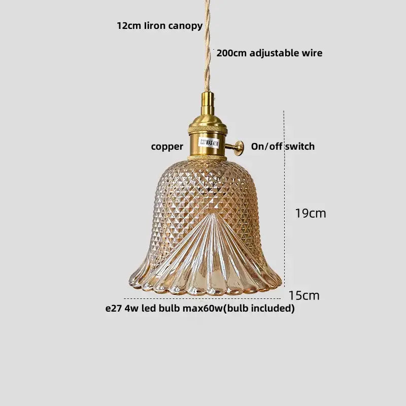 Copper Glass Adjustable Kitchen Pendant