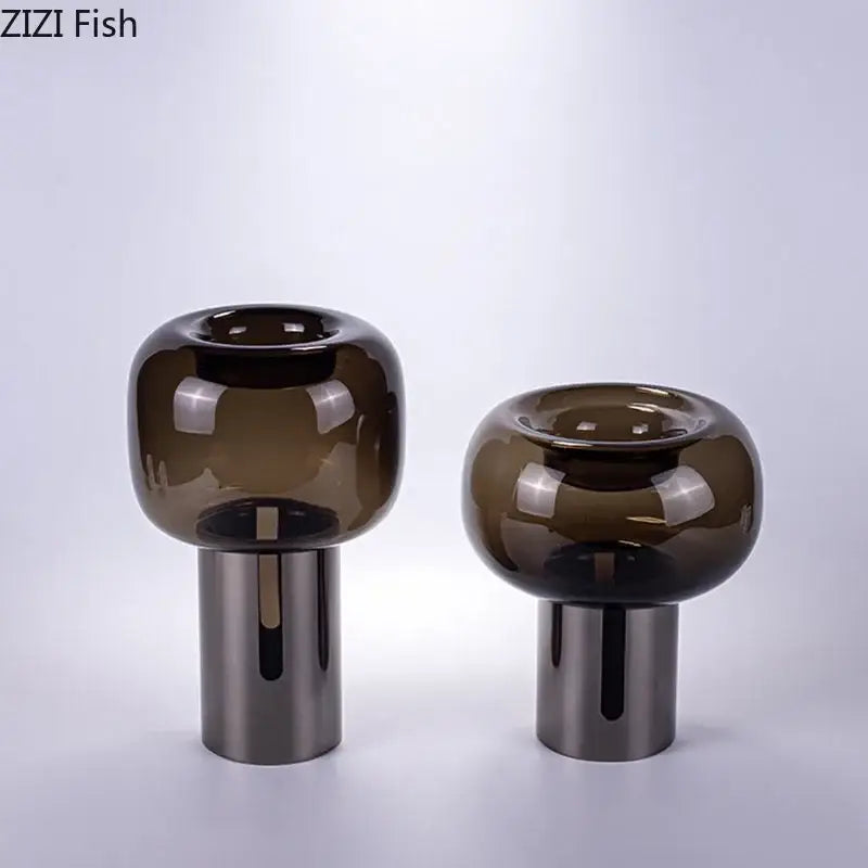 Amber Glass Vase Set For Office Desks