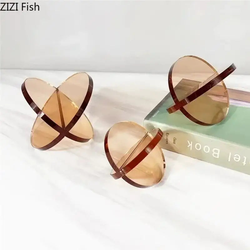 Amber Geometric Bookends
