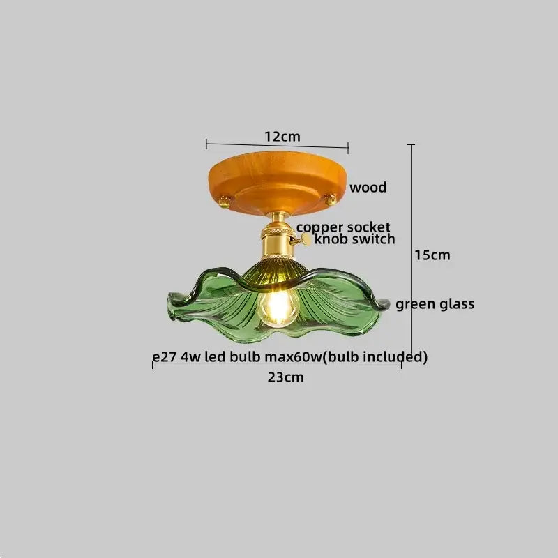 Amber Glass Brass Ceiling Lamp