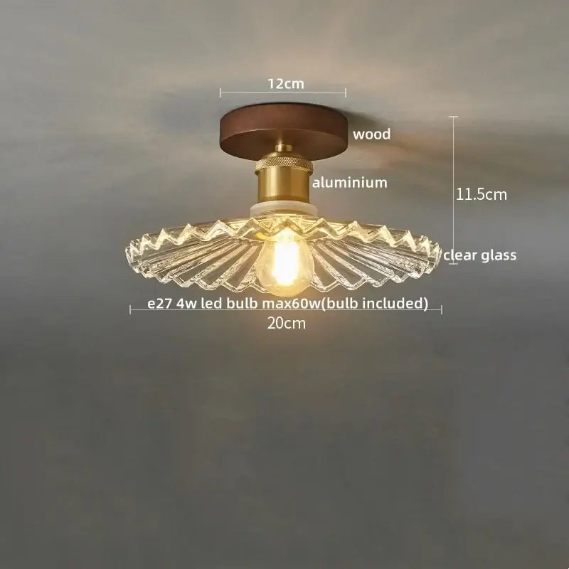 Amber Glass Brass Ceiling Lamp