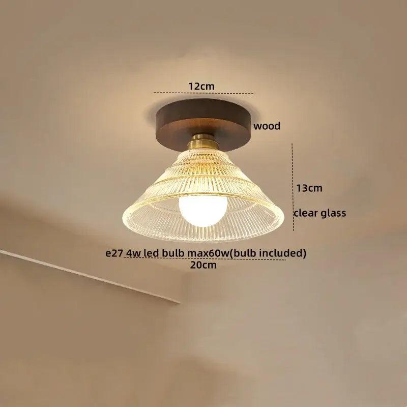 Amber Glass Brass Ceiling Lamp