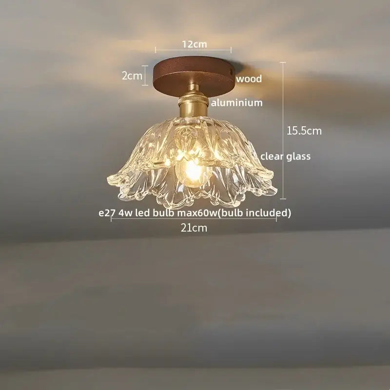 Amber Glass Brass Ceiling Lamp