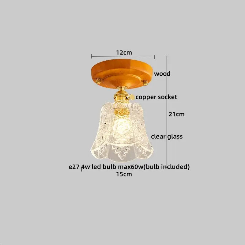 Amber Glass Brass Ceiling Lamp