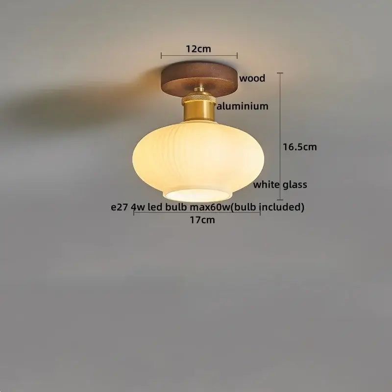 Amber Glass Brass Ceiling Lamp