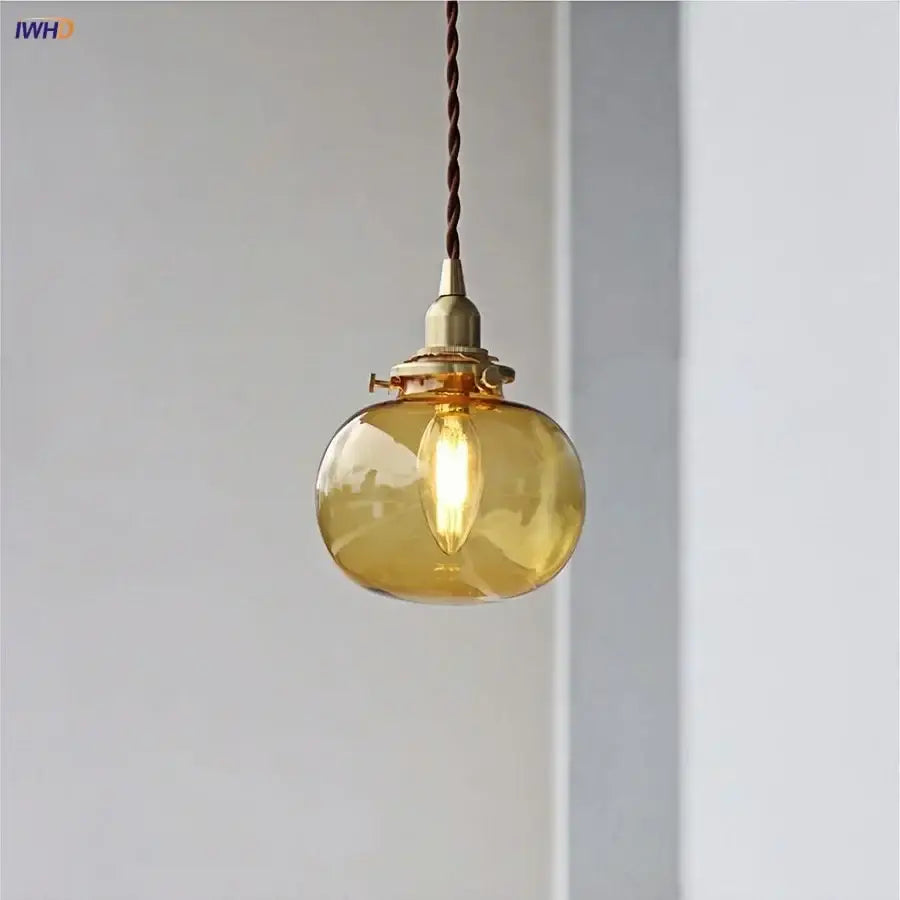 Amber Glass Ball Pendant Light