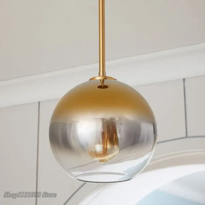 Amber Glass Ball Kitchen Light