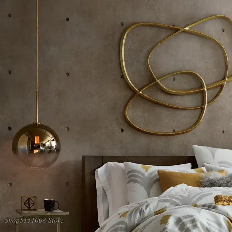 Amber Glass Ball Kitchen Light