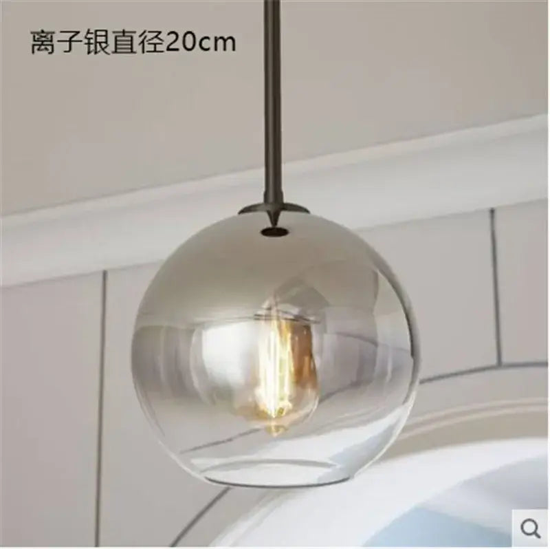 Amber Glass Ball Kitchen Light