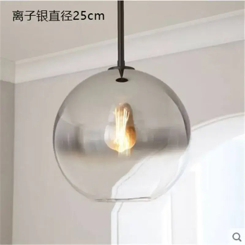 Amber Glass Ball Kitchen Light