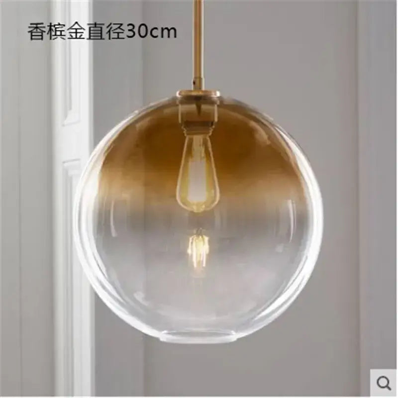 Amber Glass Ball Kitchen Light