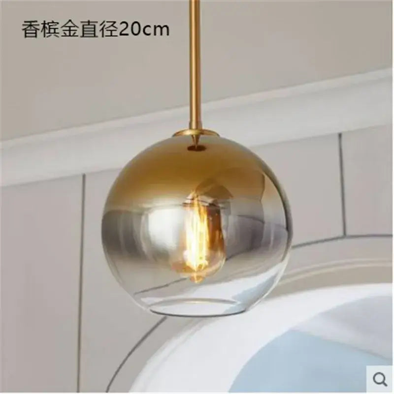 Amber Glass Ball Kitchen Light