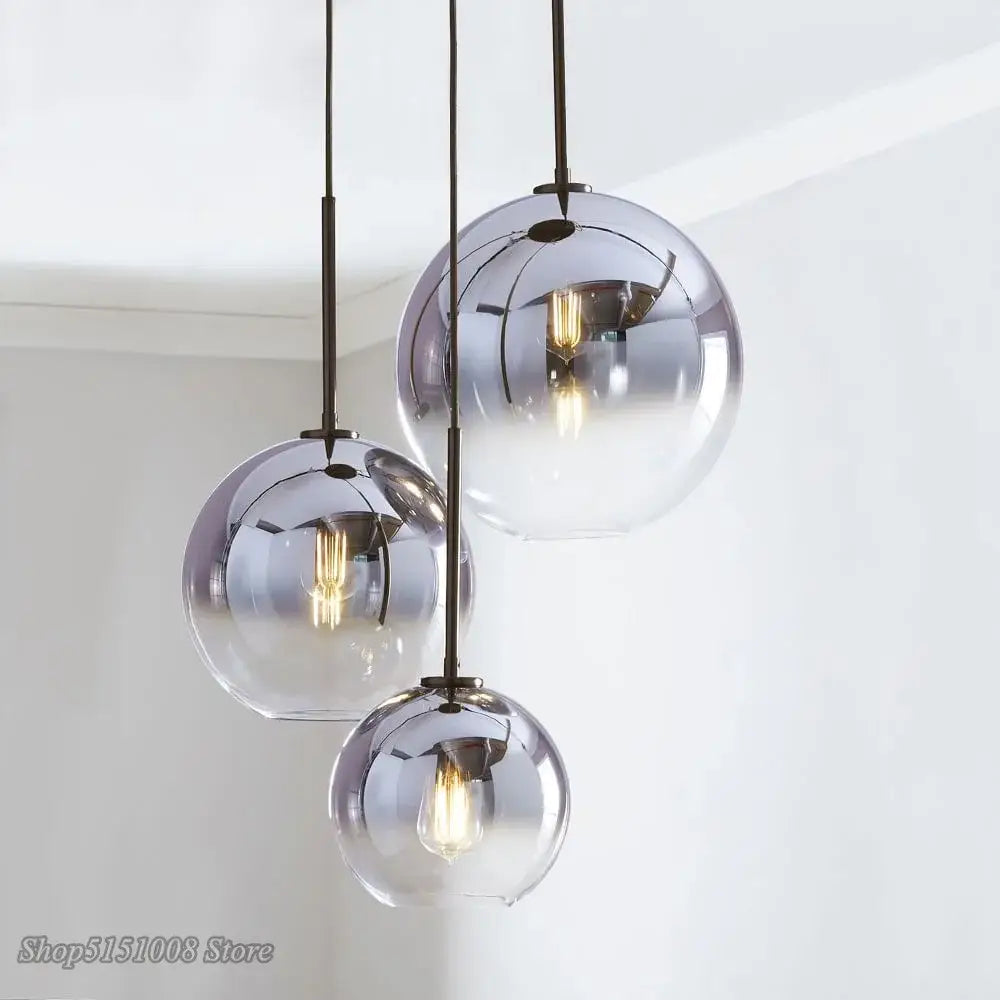 Amber Glass Ball Kitchen Light