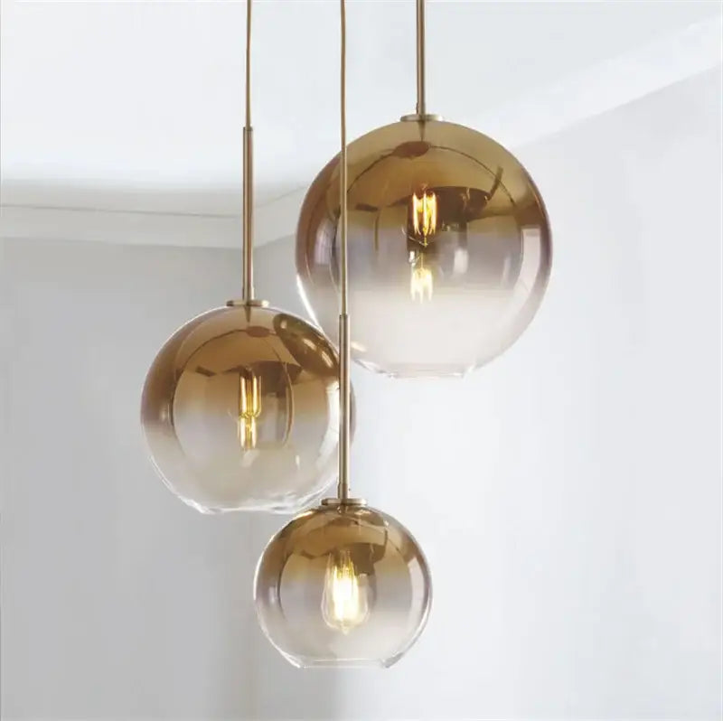 Amber Glass Ball Kitchen Light